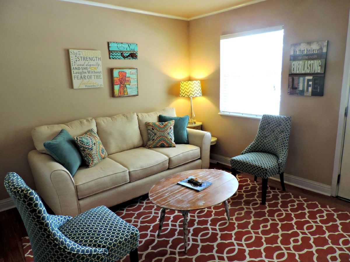 Bright, comfortable living room